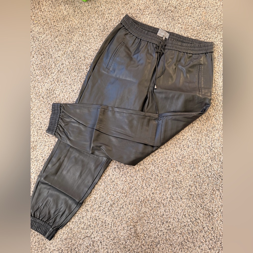 Anthropologie Leather Jogger Pants